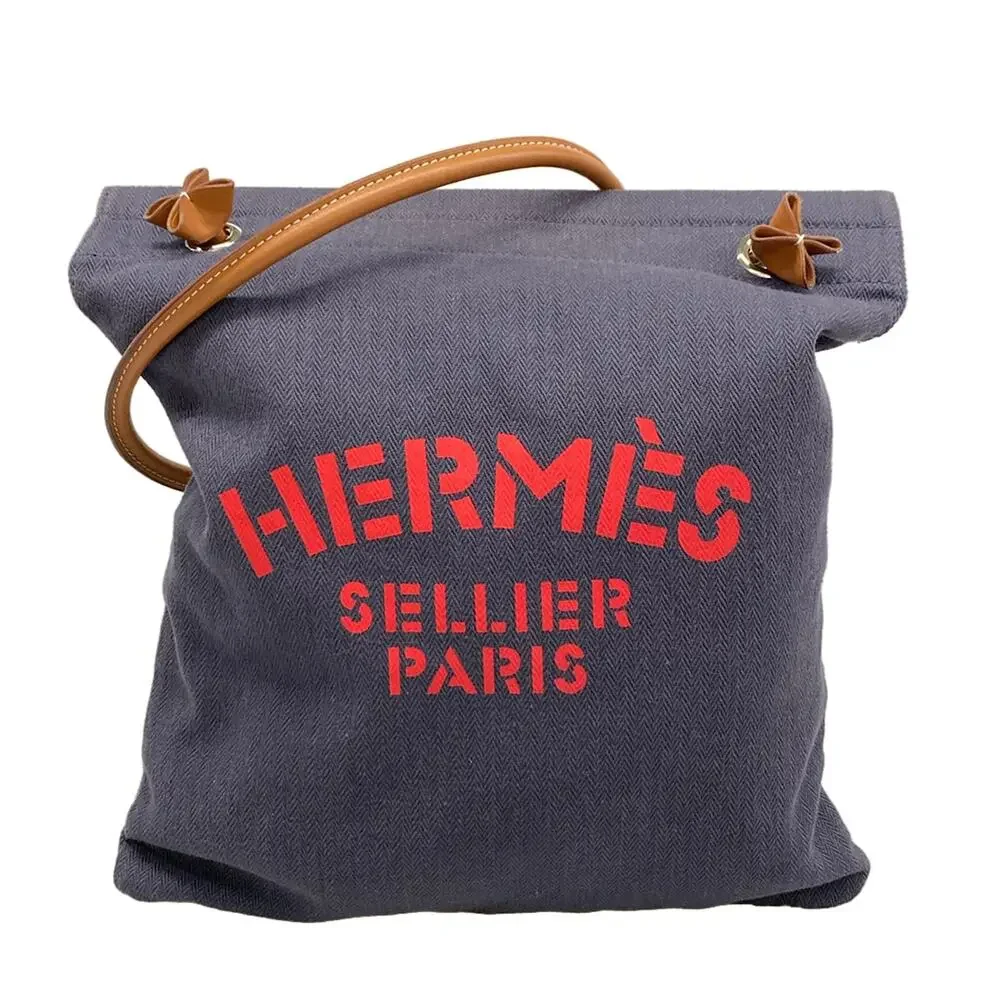 Hermès Aline MM Shoulder Bag Navy Brown Red Toile chevron Leather